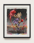 Hitmonchan — Mach Punch impasto art print framed on a wall