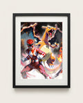 Red Ranger and Charizard framed art print