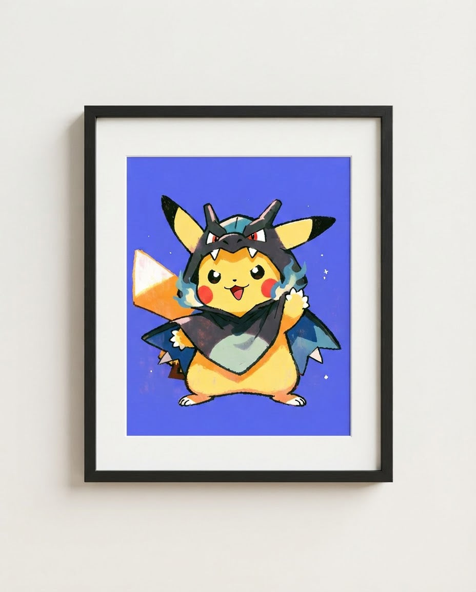 Psyduck — Magikarp Hoodie kawaii art print framed on a wall