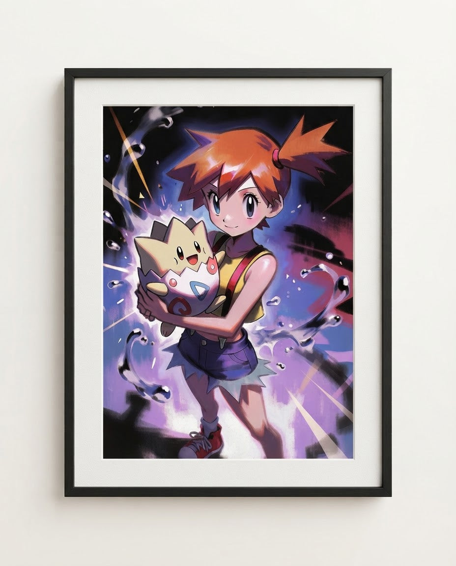 Misty & Togepi art print framed on a wall