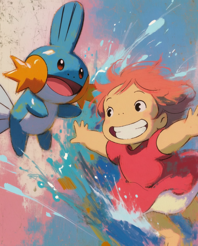 Ponyo and Mudkip artwork