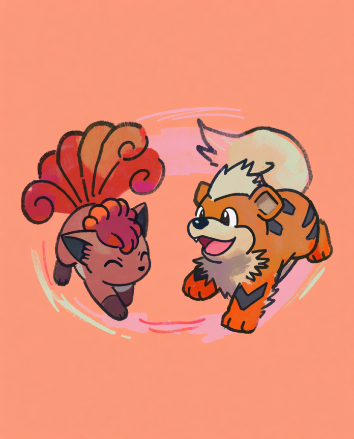 Vulpix & Growlithe Tag Pokémon art print — limited edition of 5