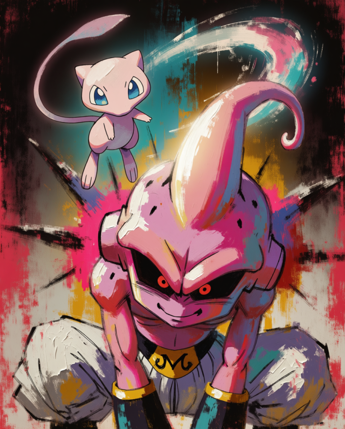 Kid Buu and Mew artwork