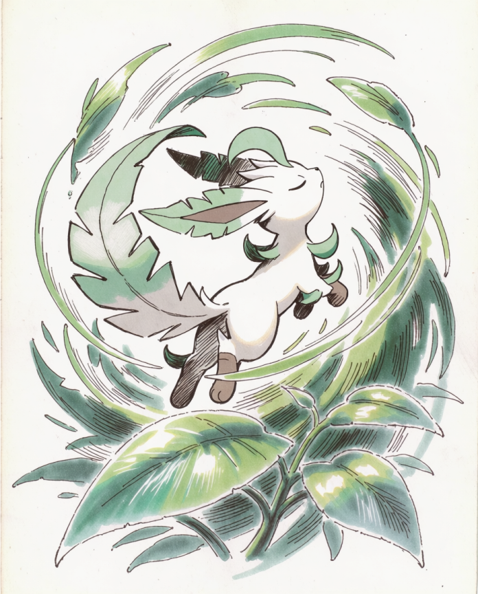 Leafeon Leaf Storm Pokémon art print — limited edition of 5