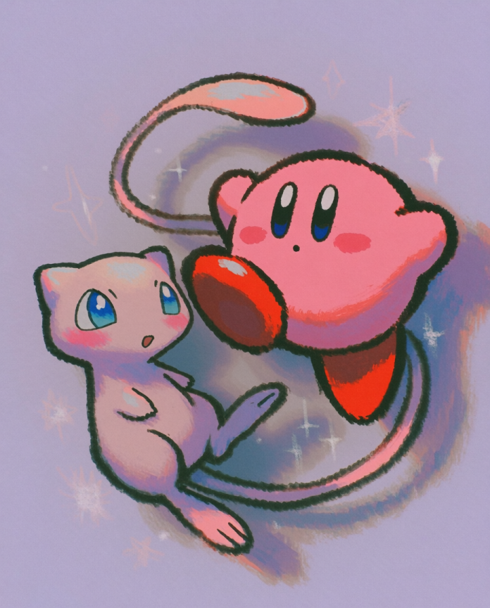 Kirby & Mew Pokémon fan art print — limited edition of 5