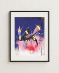 Umbreon — Live Wire spray paint art print framed in a black frame with white mat