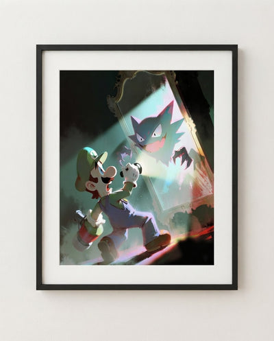 Luigi and Haunter framed art print