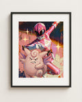 Pink Ranger and Clefable framed art print