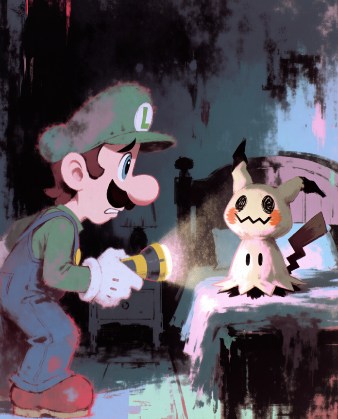 Luigi and Mimikyu artwork