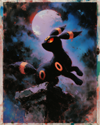 Umbreon — Moonrise impasto painting illustration by Dammit.png