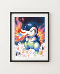 Cyndaquil — Flamethrower sketchbook art print framed on a wall