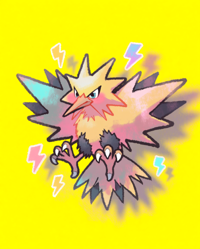 Zapdos — Thunderclap kawaii illustration by Dammit.png