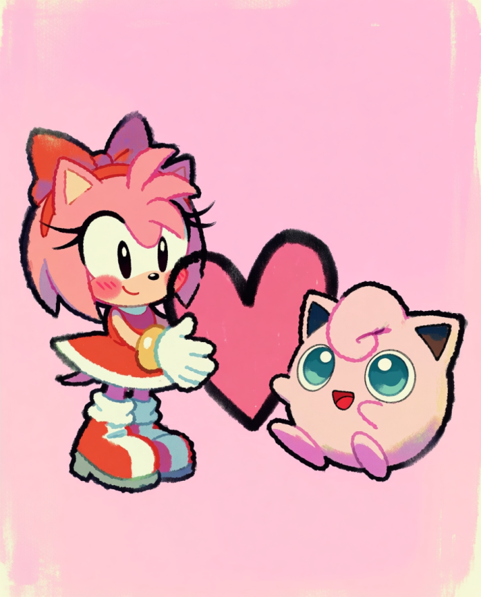 Amy Rose & Jigglypuff Pokémon fan art print — limited edition of 5