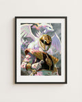 White Ranger and Reshiram framed art print