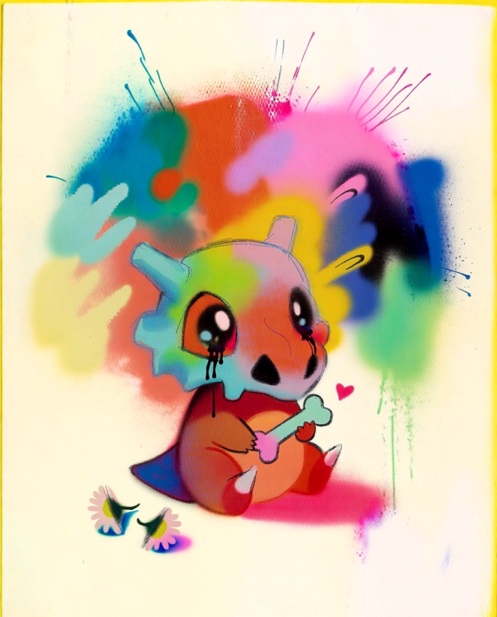 Cubone — Still Here spray paint illustration by Dammit.png