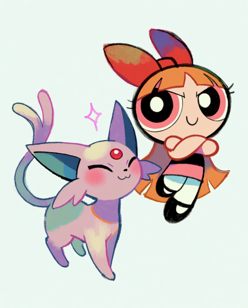 Blossom and Espeon artwork