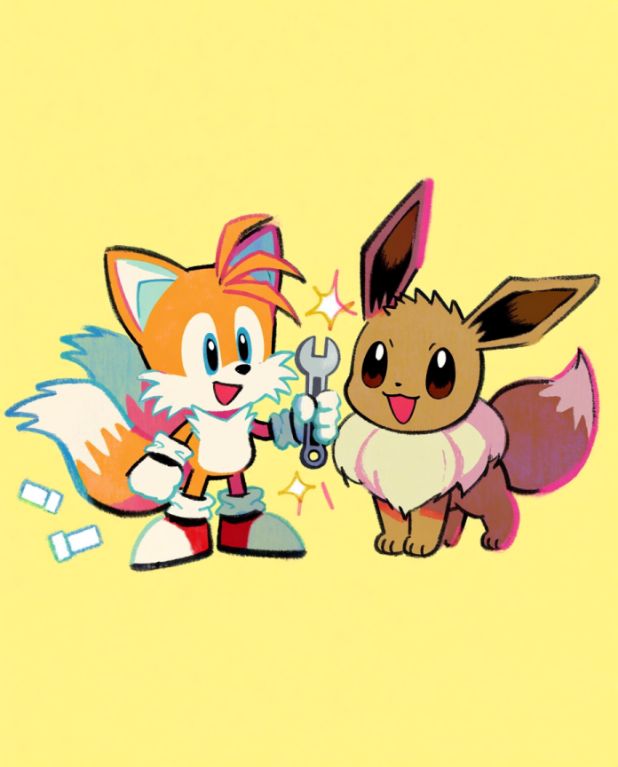 Tails & Eevee Pokémon fan art print — limited edition of 5