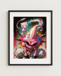 Kid Buu and Mew framed art print