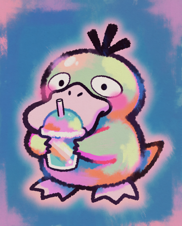Psyduck — Slushie neon kawaii illustration by Dammit.png