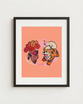 Vulpix & Growlithe kawaii art print framed on a wall — Pokémon fan art by Dammit.png