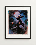Umbreon — Moonrise impasto art print framed on a wall