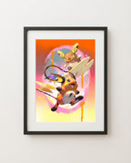 Raichu & Alolan Raichu — Surf's Up art print framed on a wall