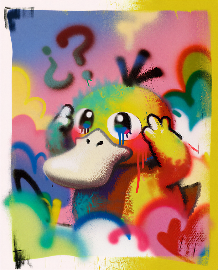 Psyduck — Overthinking spray paint illustration by Dammit.png