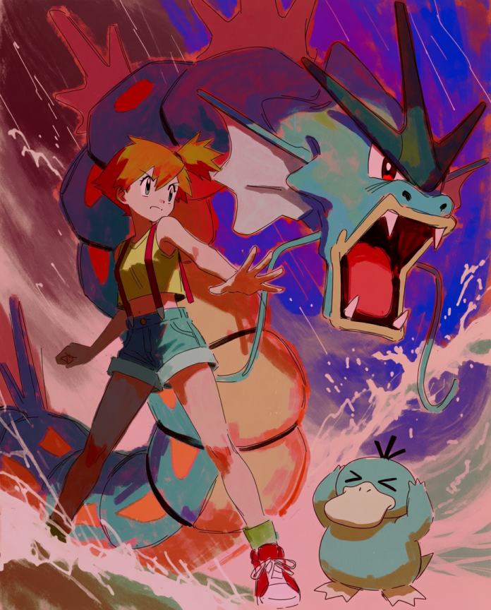 Misty & Gyarados illustration by Dammit.png