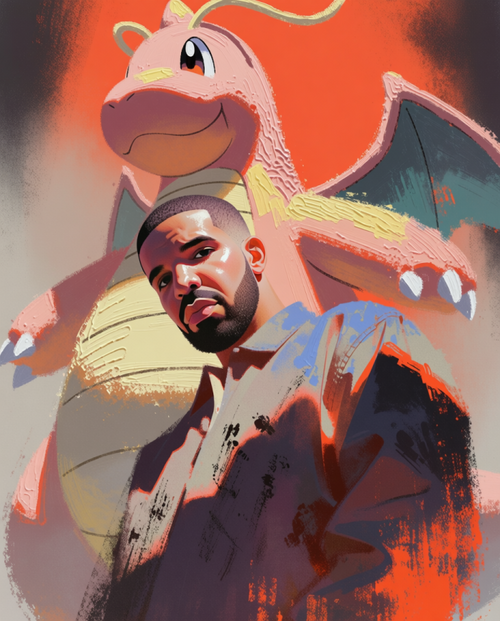 Drake and Dragonite artwork