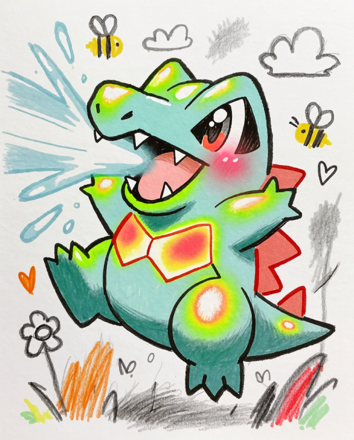 Totodile — Water Gun sketchbook illustration by Dammit.png
