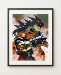 Barret and Tyranitar framed art print