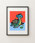 Lapras kawaii art print framed on a wall — Pokémon fan art by Dammit.png