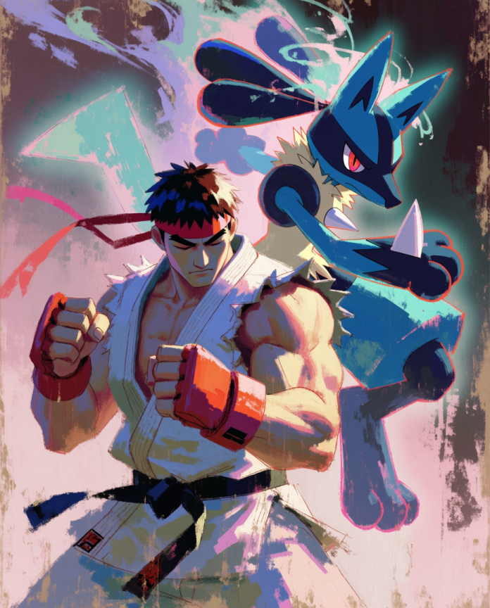 Ryu & Lucario Pokémon fan art print — limited edition of 5