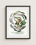 Snivy — Leaf Storm framed watercolour art print by Dammit.png