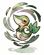 Watercolour Snivy with arms crossed inside a swirl of leaves — Dammit.png fan art print