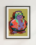 Snorlax — It's Alive Halloween art print framed in a black frame with white mat