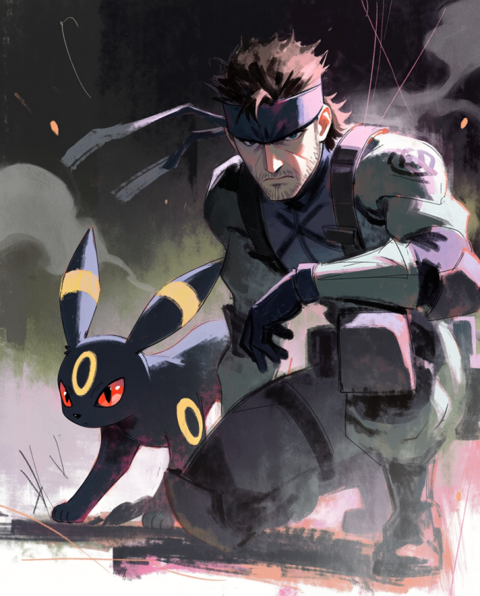 Solid Snake & Umbreon Pokémon fan art print — limited edition of 5