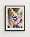 Spyro & Dragonite art print framed on a wall — PlayStation Pokémon crossover by Dammit.png