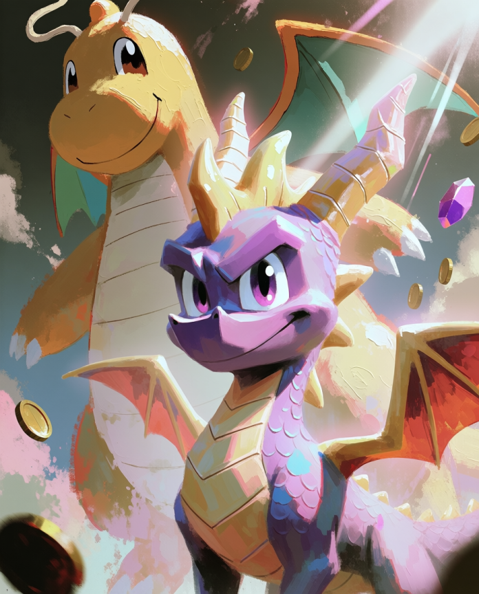 Spyro & Dragonite Pokémon fan art print — limited edition of 5