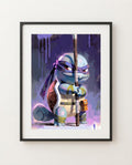 Squirtle Bo Staff ninja limited edition Pokémon art print by Dammit.png shown framed