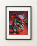 Squirtle Twin Sai ninja limited edition Pokémon art print by Dammit.png shown framed