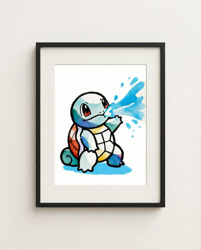 Squirtle — Water Gun framed watercolour art print by Dammit.png