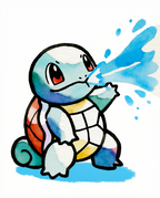 Watercolour Squirtle blasting a jet of blue water — Dammit.png fan art print