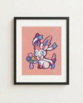 Sylveon Flower Delivery framed art print mockup