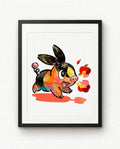Tepig — Flame Charge framed watercolour art print by Dammit.png