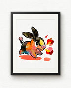 Tepig — Flame Charge framed watercolour art print by Dammit.png