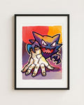 Thing & Haunter — Hands Off framed Addams Family × Pokémon crossover art print by Dammit.png