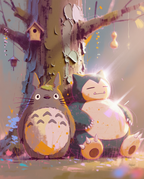 Totoro and Snorlax artwork