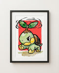 Turtwig — Razor Leaf framed watercolour art print by Dammit.png