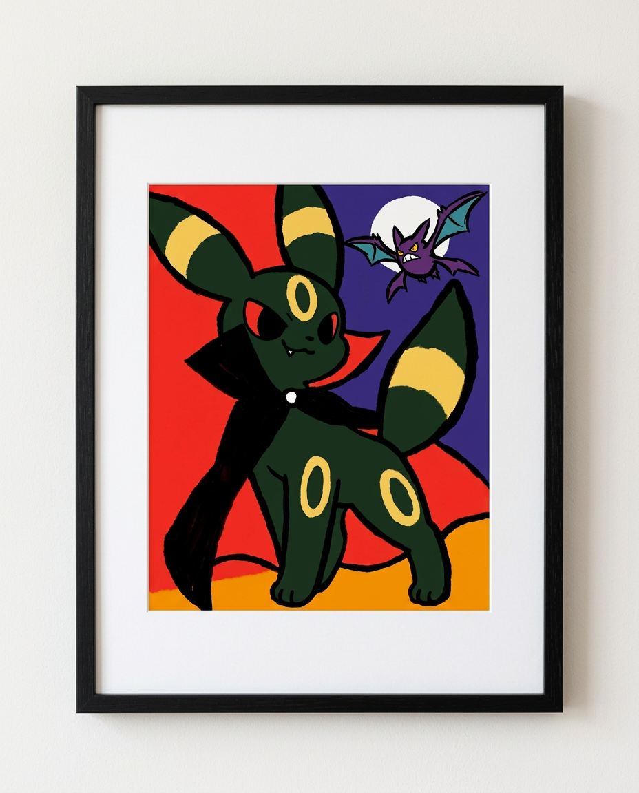 Umbreon & Crobat — Midnight Bite framed Halloween art print by Dammit.png